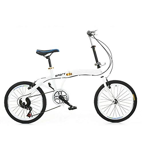 Plegables : TFCFL Bicicleta plegable de 20 pulgadas, color blanco, 7 velocidades, plegable, altura regulable 70 – 100 mm
