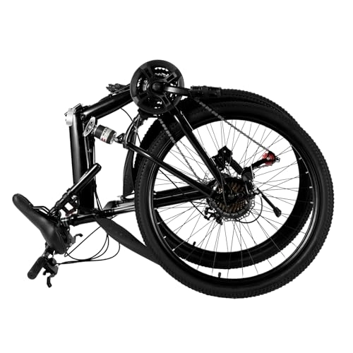 Plegables : TFIANYNI Bicicleta plegable de montaña de 26 pulgadas, bicicleta plegable para adultos, 21 velocidades, color negro, freno de disco doble, acero al carbono, unisex