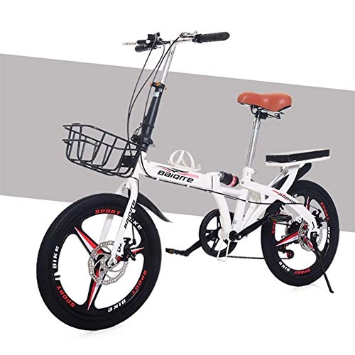 Plegables : Ti-Fa Las Bicicletas Plegables 20 Pulgadas Mini Bicicletas Plegables porttiles de Student para Mujeres de los Hombres de Peso Ligero Plegable Velocidad de amortiguacin de Bicicletas, Blanco