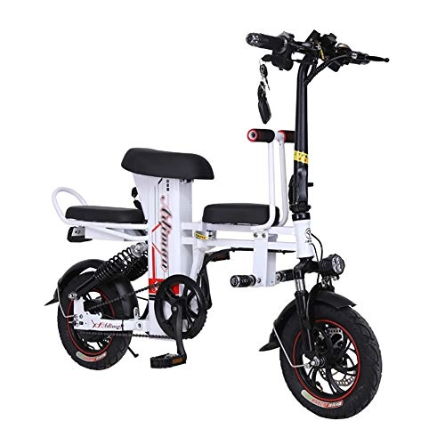 Plegables : TOPYL Plegable Tres Asientos Padre-nio Bicicleta Electrica, Bicicletas Electricas para Mujeres Viajes De La Ciudad, Mini Porable Ultraligero BATERA EXTRABLE Ebike