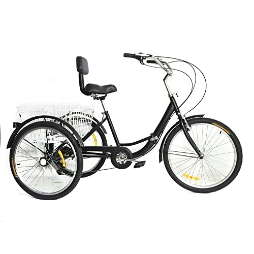 Plegables : Triciclo plegable de 24 pulgadas para adultos, 3 ruedas, 7 velocidades, bicicleta de crucero ajustable con asiento de la compra ajustable