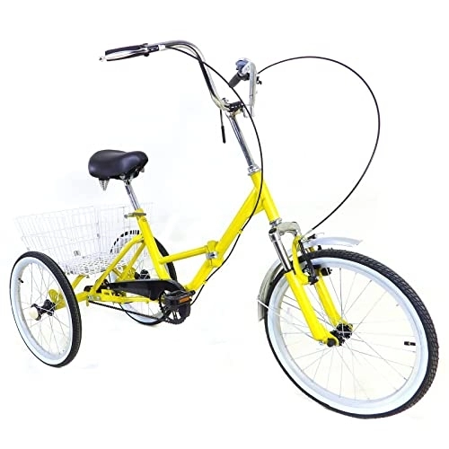 Plegables : Triciclo Plegable para Adultos de 20 Pulgadas, 3 Ruedas, Bicicleta de Crucero, Triciclo Plegable con Cesta de la Compra, Ciclismo para Deportes al Aire Libre, Triciclo para Adultos
