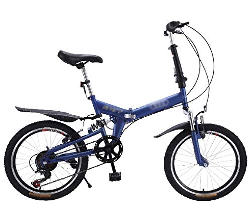 Plegables : TSTZJ 20" Cuadro de la Bicicleta Ruedas de Acero de Doble suspensin Plegable para Hombre de montaña Bicicleta Plegable de Doble Freno, blue-20 Inches