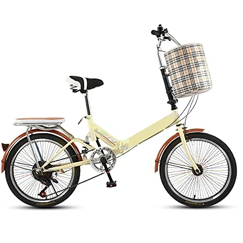 Plegables : TXOTN Bicicleta Plegable 20 Pulgadas De 6 Velocidades Bici Plegable, Amortiguador En Espiral, Marco De Acero con Alto Contenido De Carbono, Adecuado para Mujeres Adultas