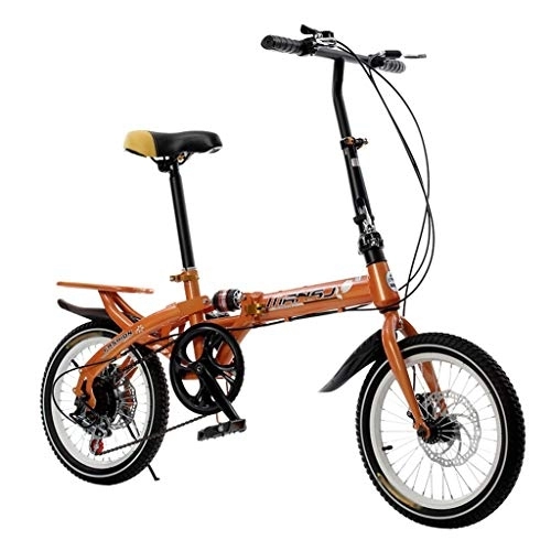 Plegables : TYXTYX Plegable de Bicicletas de 16 Pulgadas Amortiguador portátil Boy Adultos y Chica de la Bicicleta de la Bicicleta Infantil, 6 velocidades, Adultos Unisex, Talla Unica