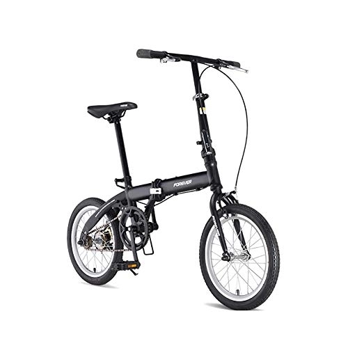 Plegables : TZYY Ligero Bike Plegables Fibra De Carbono Marco, 16in Mini Bicicleta Plegable Urbana, Adultos Velocidad única Bicicleta Plegable Negro 16in