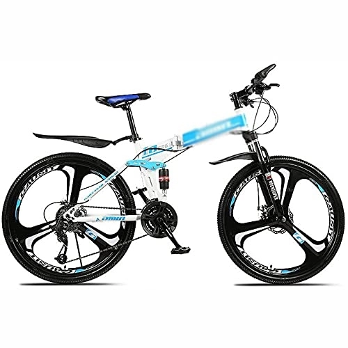 Plegables : UYHF Bicicleta De Montaña Plegable De 26 Pulgadas Bicicleta De 21 / 24 / 27 Velocidades para Hombres O Mujeres MTB Marco De Marco De Acero Al Carbono Plegable con Horquilla D blue-27 Speed
