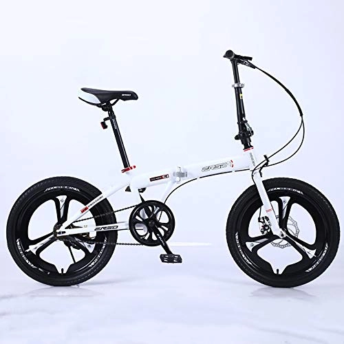 Plegables : VANYA Bicicleta Plegable porttil de 16 Pulgadas de 7 velocidades de Doble absorcin de Choque una Rueda Unisex Trfico de Bicicletas, Blanco