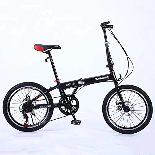 Plegables : VANYA Bicicleta Plegable portátil de 18 / 20 Pulgadas de 7 velocidades de Doble absorción de Choque de Bicicletas de Velocidad Variable Off-Road Ciclo, Negro, 18inches