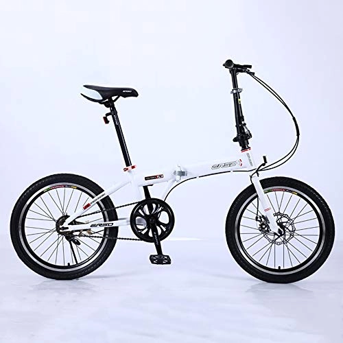 Plegables : VANYA Ligera Bicicleta Plegable 16 / 18 / 20 Pulgada de 7 velocidades con absorción de Impactos de cercanías Bicicletas para Estudiantes Hijos Adultos, Blanco, 16inch