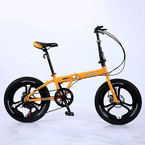 Plegables : VANYA Ligera Unisex Bicicleta Plegable 18 / 20 Pulgadas Choque 7 Velocidad de absorción de trayecto 13kg de Bicicletas, Amarillo, 20inches