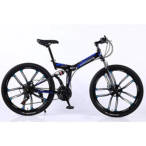 Plegables : VANYA Unisex de Bicicletas de montaña Plegable 24 / 26 Pulgadas 27 Velocidad de una Rueda Doble absorción de Choque Fuera del Camino de la Bicicleta, Azul, 24inches