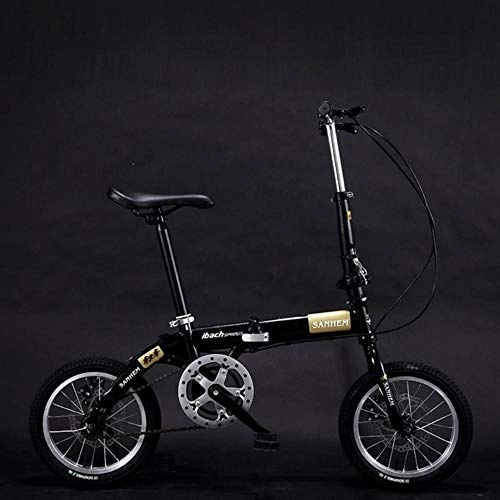 Plegables : VHJ Bicicleta Plegable Ultraligera Plegable de 14 Pulgadas con Doble Freno y Velocidad, K Disco de una Velocidad