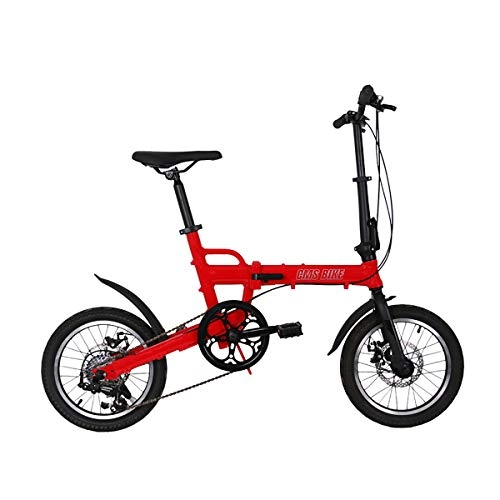Plegables : W&TT Bicicleta Plegable para Adultos y Boy Ultralight aleacin de Aluminio Marco de la Ciudad de cercanas Bicycle16 Pulgadas, Doble Freno de Disco e importacin Shimano 6 Velocidad, Red