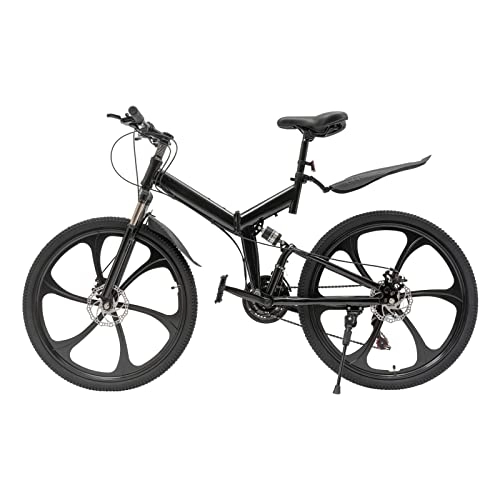 Plegables : WAOBDLA Bicicleta plegable de 26 pulgadas, bicicleta de montaña para adultos, 21 velocidades, bicicleta plegable, frenos de disco doble, color negro