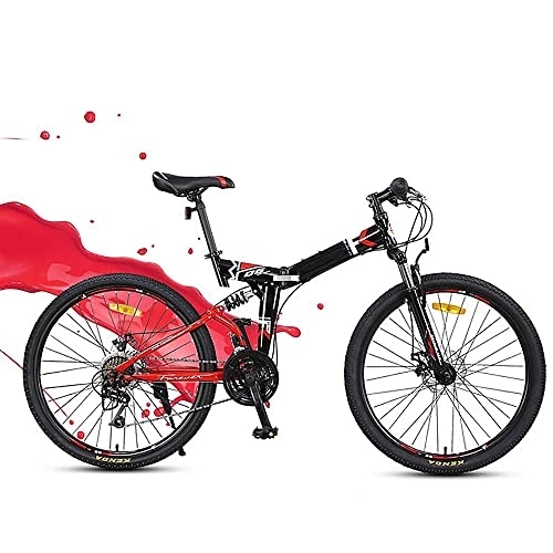 Plegables : WBDZ Nueva Bicicleta de montaña Plegable, Bicicleta de montaña para Adultos Ruedas de 26 Pulgadas Bicicleta de 24 velocidades Suspensión Completa MTB ​​Engranajes Frenos de Disco Dual Aleación d