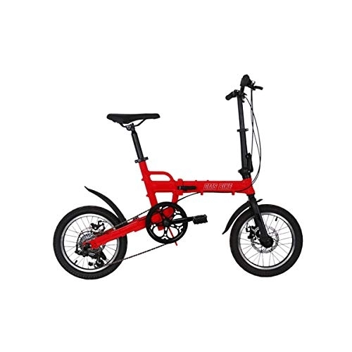 Plegables : WEHOLY Bicicleta Bicicleta Plegable aleación de Aluminio Bicicleta Plegable Ultraligera Bicicleta Plegable de Velocidad de 16 Pulgadas, Rojo