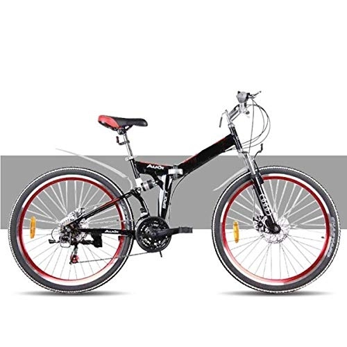 Plegables : WEHOLY Bicicleta de montaña Plegable con Ruedas de 26", Cuadro 21 velocidades, 16", Negro y Rojo, Rojo, 24