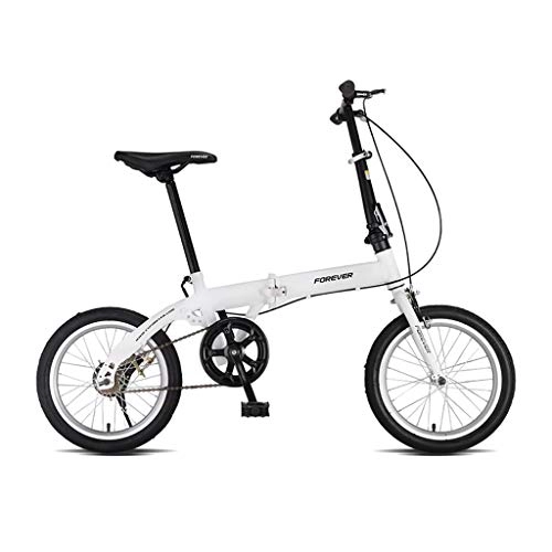 Plegables : Weiyue Bicicleta Plegable- Bicicleta Plegable 16 Pulgadas Ultraligero portátil Adulto Bicicleta Hombres y Mujeres pequeña Rueda pequeña Velocidad única (Color : White)