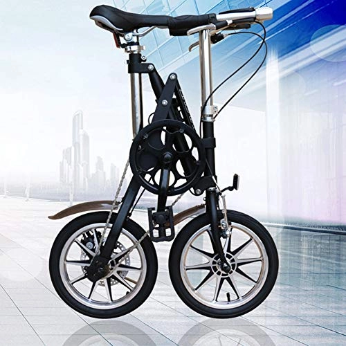 Plegables : WHKJZ Bicicleta Plegable Marco Acero Carbono Ruedas de 14" Unisex Tamaño pequeño fácil Llevar Adecuado para Muchas Ocasiones, Black