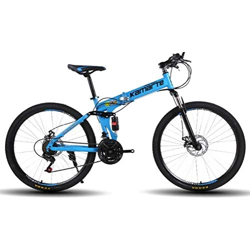 Plegables : WJSW Bicicleta de Ciudad hbrida para viajeros: Bicicleta Plegable de 26 Pulgadas para Bicicleta porttil para Adultos (Color: Azul, tamao: 24 velocidades)
