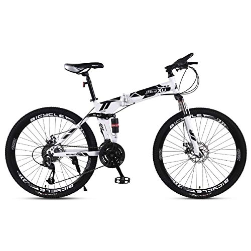 Plegables : WJSW Bicicleta de montaña Bicicleta para nios 21 / 24 / 27 Velocidad Marco de Acero 27.5 Pulgadas Ruedas de 3 radios Bicicleta Plegable de Doble suspensin, Negro, 21 velocidades