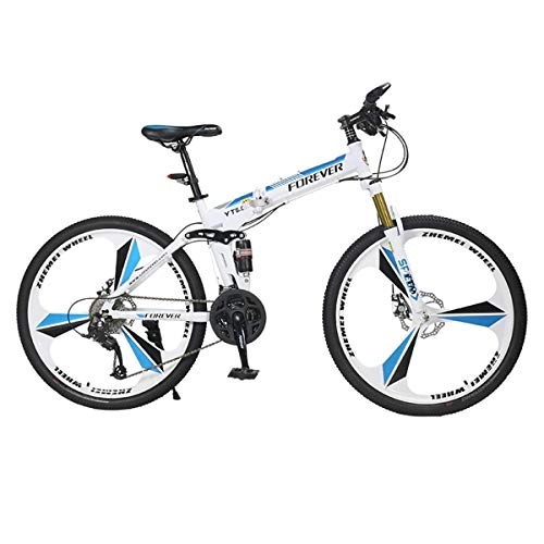 Plegables : WJSW Bicicleta de montaña Plegable Bicicleta de Ciudad de 24 velocidades Bicicleta de Bicicleta, 26"Ruedas de 3 radios Bicicletas de Doble suspensión, 24 velocidades