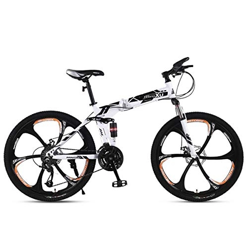 Plegables : WJSW Bicicleta de montaña Plegable para Exteriores Bicicletas para nios 21 / 24 / 27 Marco de Acero de Velocidad 24 Pulgadas Bicicleta Plegable de suspensin de 3 radios con Ruedas, 27 velocidades