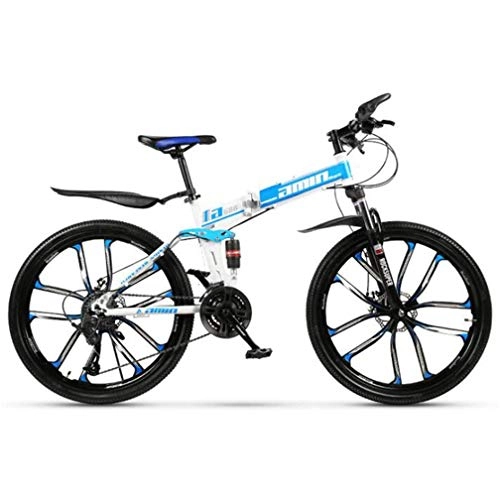 Plegables : WJSW Bicicleta de montaña Plegable para Hombre, Deportes al Aire Libre, Bicicleta de Carretera de Estilo Libre de 26 Pulgadas (Color: Azul, tamao: 27 velocidades)
