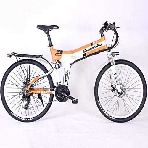 Plegables : WJSW Bicicleta elctrica de montaña elctrica Bicicleta para nios Bicicleta elctrica de 26 '' con 36V 10.4Ah Batera de Iones de Litio Marco de Aluminio con Frenos de Disco mecnicos, Naranja
