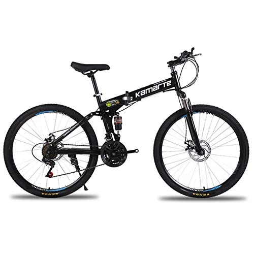 Plegables : WJSW Bicicletas Unisex Bicicleta de montaña de Doble suspensión Completa con Ruedas de 26 Pulgadas / Cuadro de Aluminio con Frenos de Disco Tren de transmisión de 27 velocidades