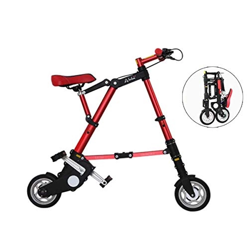 Plegables : WJSW Mini Bicicletas Plegables livianas Flying Bicycles 8"Marco ms Fuerte de aleacin de Aluminio, Unisex, Oro Brillante, Rojo