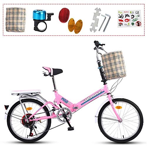 Plegables : WLGQ Bicicleta de 20 Pulgadas para Mujer, Ligero, para Adultos, para Estudiantes, para Viajes en la Ciudad, Coche de 20 Pulgadas para Bicicleta Plegable de una Sola Velocidad