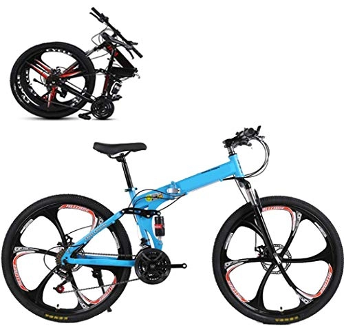 Plegables : WLGQ Bicicleta de montaña Plegable de 26 Pulgadas, Bicicleta de montaña para Adultos, Acelerador de Cambio de 21 velocidades con 6 Ruedas de Corte