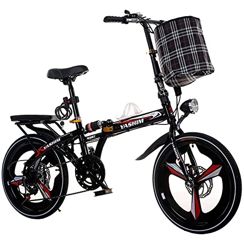 Plegables : WLGQ Bicicleta Plegable de Aluminio de 20 Pulgadas, Bicicleta Plegable para Hombres y Mujeres, Bicicleta de Ciudad Plegable con desviador, Marco de Aluminio, lámpara B, 20 Pulgadas (A 20 Pulgadas
