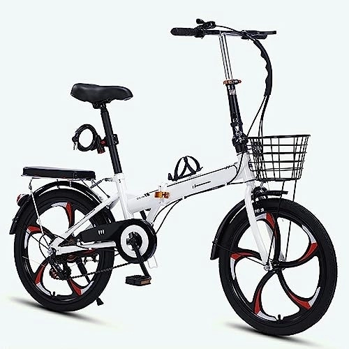 Plegables : WOLWES Bicicleta Plegable, Bicicletas de Acero al Carbono, transmisión de 7 velocidades, con portaequipajes Trasero, Guardabarros Delantero y Trasero, para Adultos y Adolescentes B, 22in