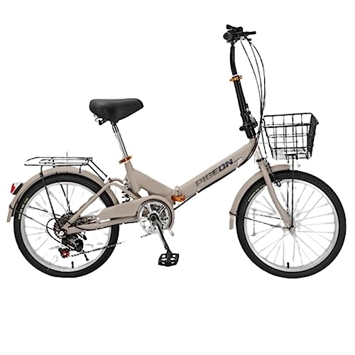 Plegables : WOLWES Bicicleta plegable de montaña, bicicleta plegable de 6 velocidades, freno V, amortiguador de choque de acero de alto carbono, bicicleta portátil para adultos estudiantes B, 20 pulgadas