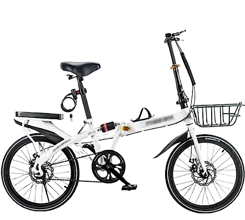 Plegables : WOLWES Bicicleta Plegable Ligera Bicicleta Plegable Acero al Carbono Altura Ajustable Bicicleta Plegable Doble Freno de Disco Outroad MTB Bicicletas para Adultos Hombres Mujeres B, 16in