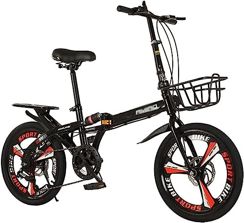 Plegables : WOLWES Bicicleta Plegable para Adultos, Bicicleta de Ciudad Plegable con Palanca de Cambios de 7 velocidades, Freno de Disco Doble Bicicletas de montaña para Adultos, Hombres y Mujeres B, 20in