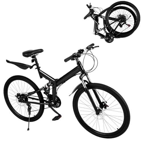 Plegables : WOQLIBE Bicicleta plegable para adultos de 26 pulgadas, bicicleta de montaña para adultos, 21 velocidades, plegable, de carretera, peso de carga, 150 kg, altura de asiento ajustable