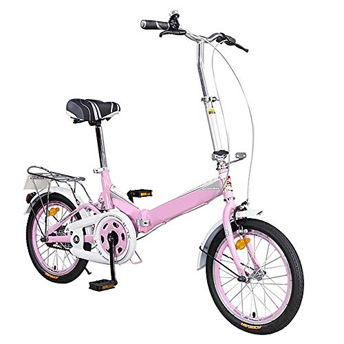 Plegables : WuZhong F Bicicleta Plegable Bicicleta Plegable retrctil Manillar de Aluminio Doble Anillo de Corte de Aluminio 16 Pulgadas Rosa
