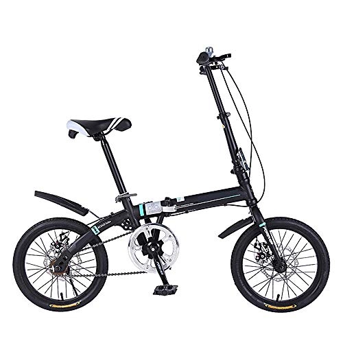 Plegables : WuZhong F Bicicleta Plegable Marco de Acero de Alto Carbono Frenos de Disco Delanteros y Traseros Bicicleta Plegable 16 Pulgadas