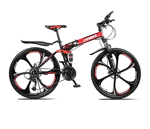 Plegables : WXPE Bicicleta Plegable Bicicleta Plegable De 26 Pulgadas Bicicleta Plegable Ligera Portátil para Adultos, Marco Plegable MTB De Suspensión Completa Ruedas De 6 Radios