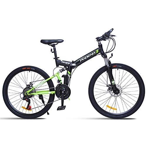 Plegables : WZB 26"Bicicleta de montaña, 24 velocidades Freno de Disco Shimano con Marco de 17" Negro y Rojo, Verde, 26