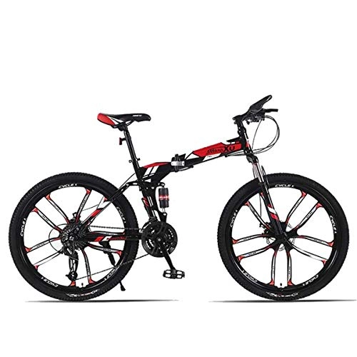 Plegables : WZB Bicicleta de 26"y 27 velocidades Plegable de Mountain Trail, Bicicleta compacta de cercanas, transmisin Shimano para Adultos, jvenes y nias, Velocidad de 8, 24