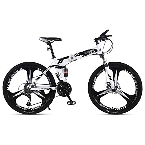 Plegables : WZB Bicicleta de montaña 21 / 24 / 27 Velocidad Marco de Acero 24 Pulgadas Ruedas Plegables de 3 radios Bicicleta Plegable, 6, 27 velocidades