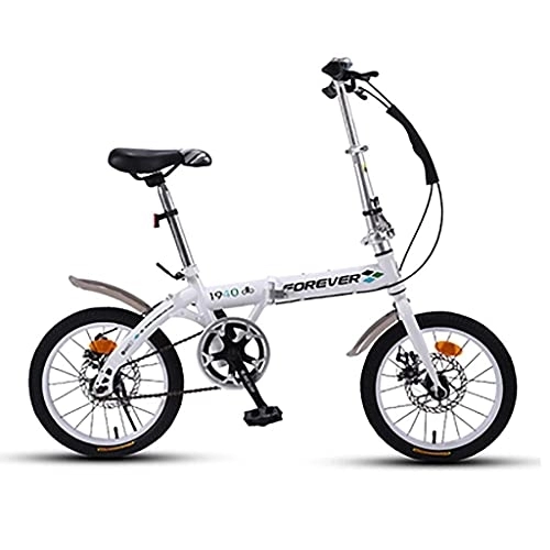 Plegables : XBSXP Bicicleta Plegable, Freno de Disco mecánico Ultraligero portátil pequeño de una Sola Velocidad y Bicicleta Plegable de Acero al Carbono con Pedales, Adultos, Estudiantes, niños