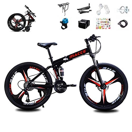 Plegables : XHCP Bicicleta de montaña de 26 Pulgadas de Acero al Carbono, Bicicletas Plegables con Marco de suspensión Completa de Acero al Carbono, Hombres / Mujeres