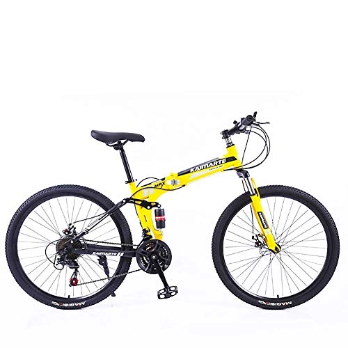 Plegables : XHCP Bicicleta de montaña Outroad de 21 velocidades para Hombres, Bicicleta Plegable de 24 / 26 Pulgadas, Freno Doble de Disco, suspensión Completa, Bicicletas Antideslizantes
