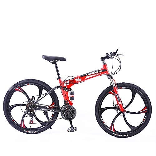Plegables : XHCP Bicicleta de montaña Plegable, Bicicleta de Frenos de Doble Disco de 26 Pulgadas y 24 / 27 velocidades, Bicicleta de montaña con suspensión Completa de 6 Cuchillas para Adolescentes Adultos